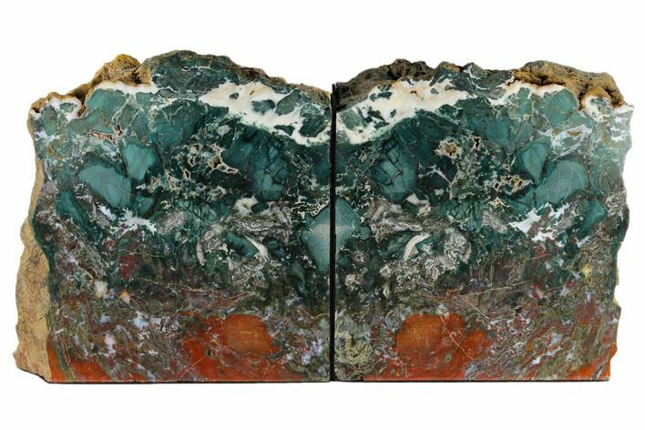 Green & Red Jasper Replaced Petrified Wood Bookends - Oregon #117223